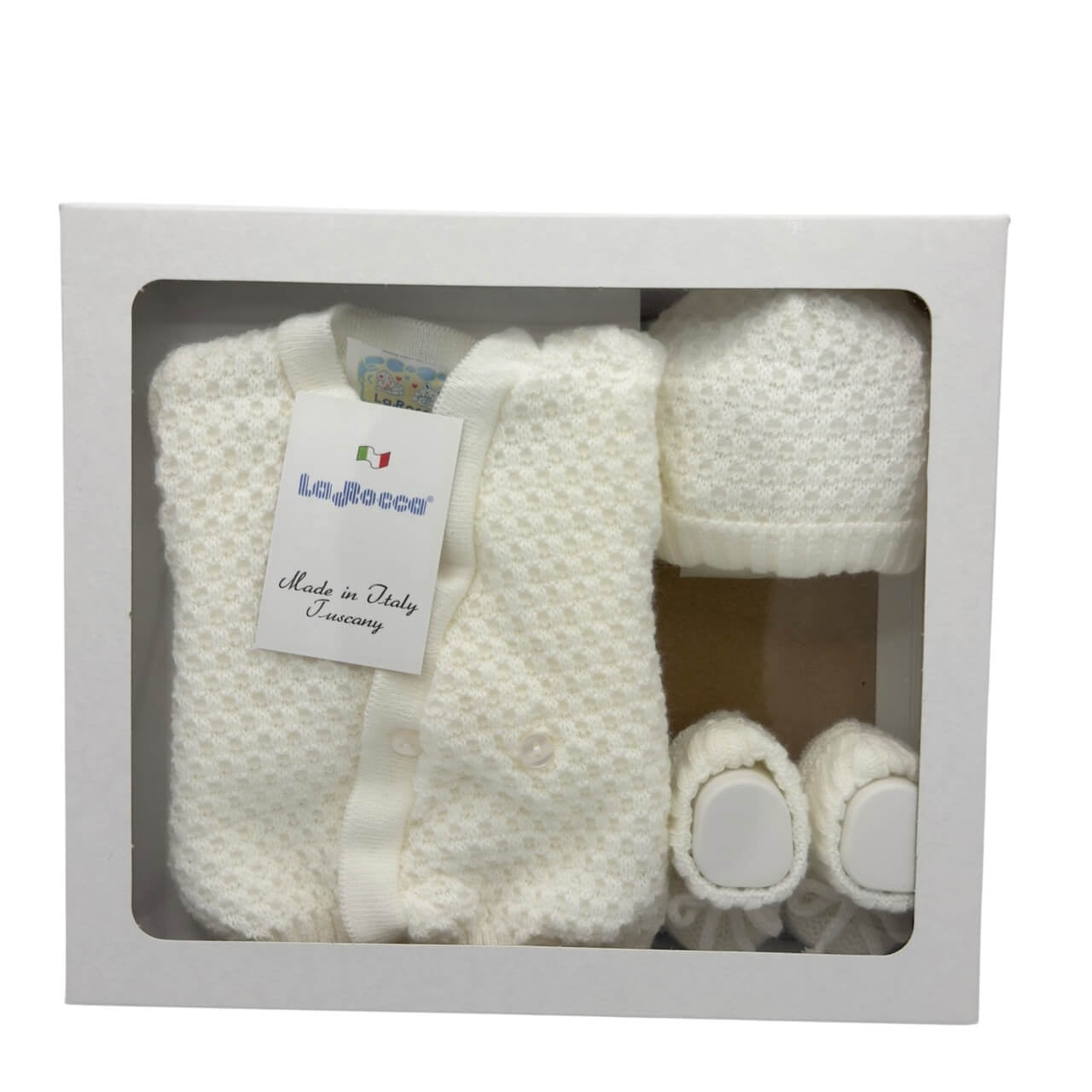 Set aus Pullover, Schuhen und Mütze aus Wollmischung für 0/6 Monate