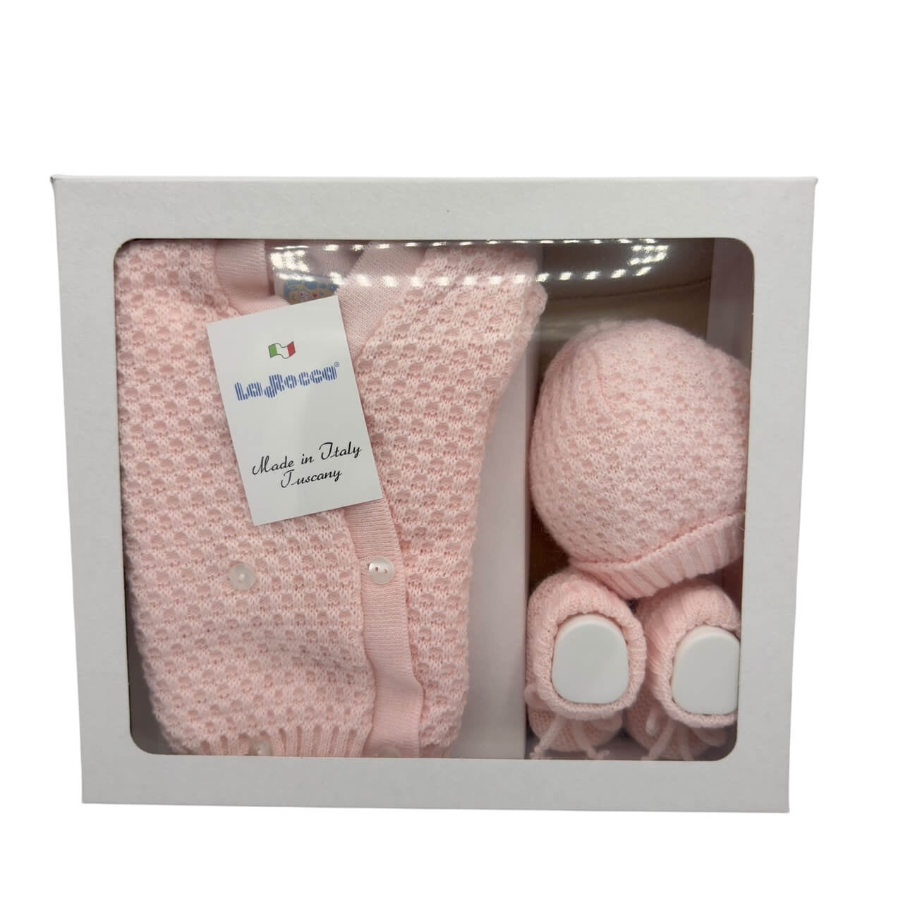 Set Golfino+Scarpette+Cappello in Misto Lana 0/6 Mesi