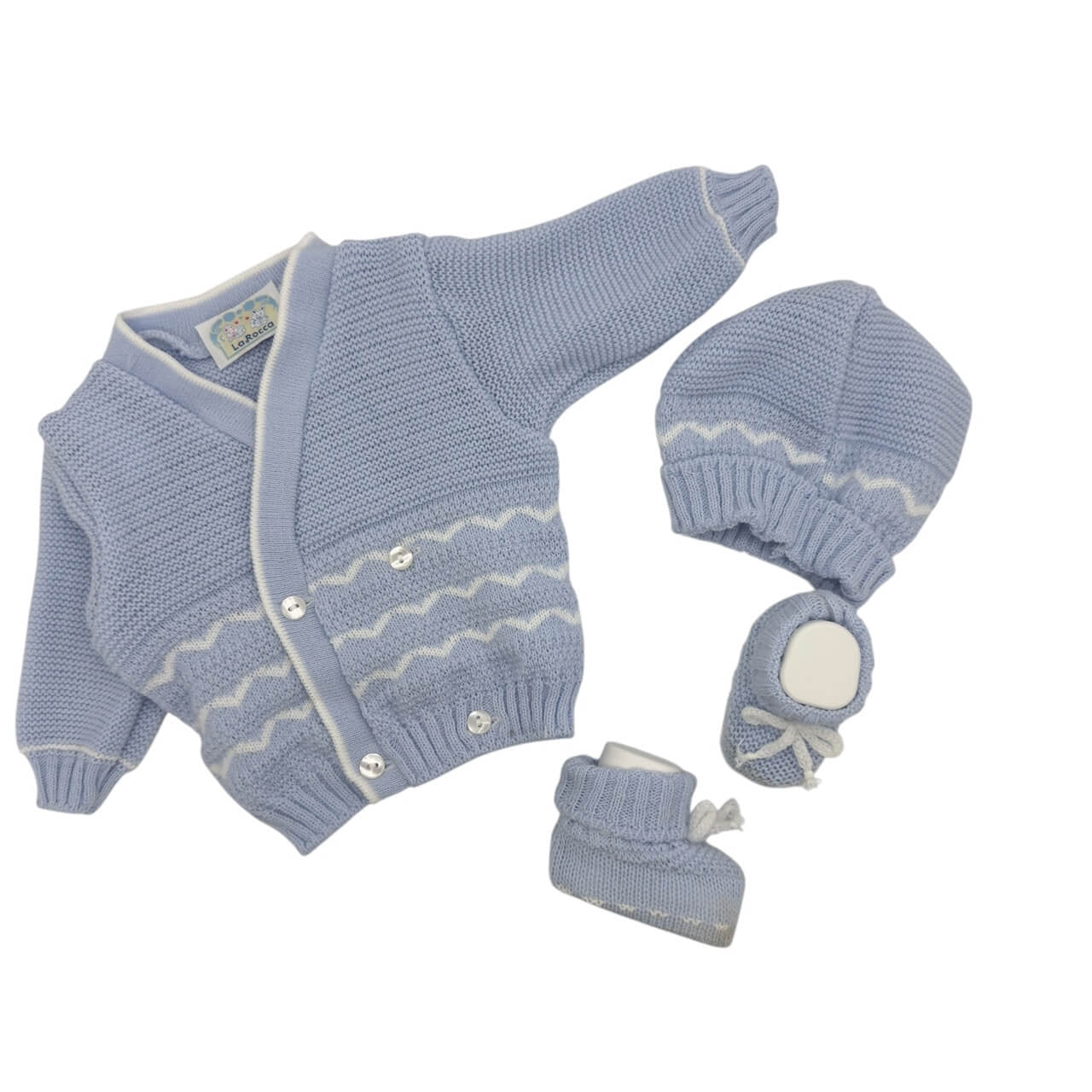 Set Golfino+Scarpette+Cappello in Misto Lana 0/6 Mesi