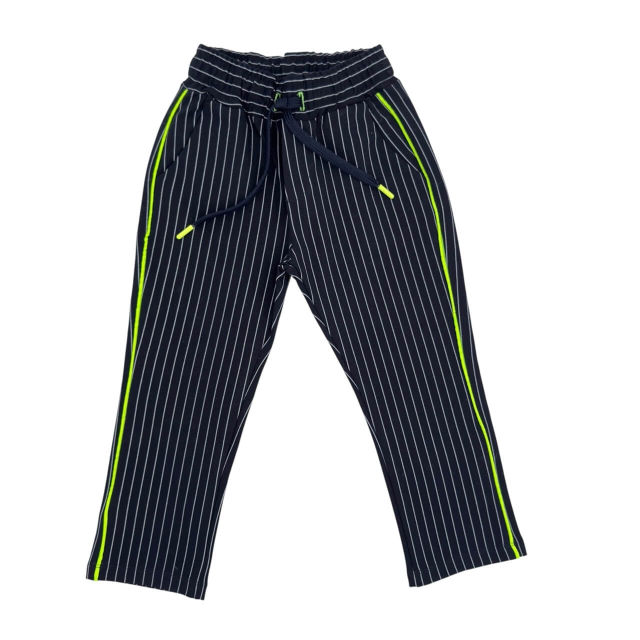 Pantalone Bimbo a Righe con Dettagli Fluo