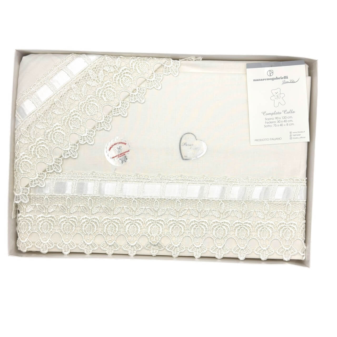 Completo Carrozzina Merletto 100% Cotone