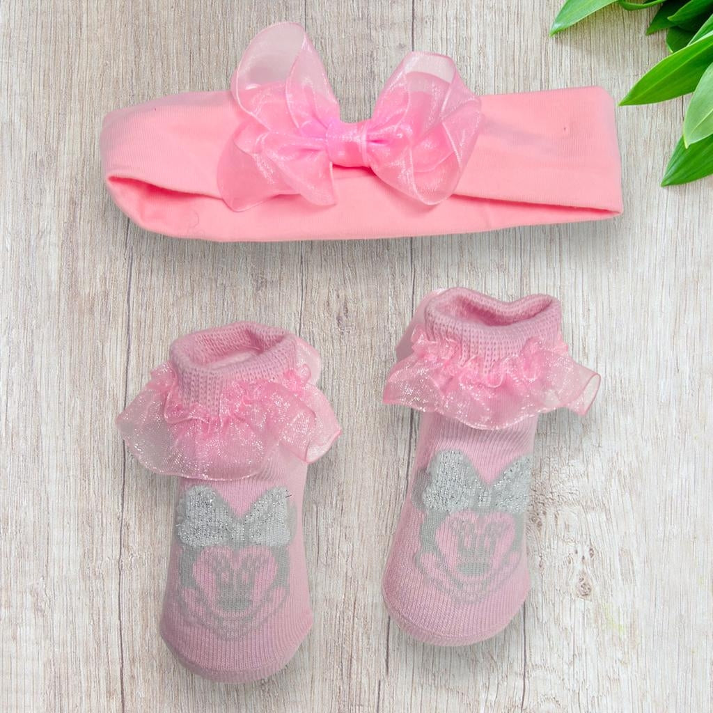 Set Scarpine + Fascia Minnie Neonata in Cotone - Mstore016