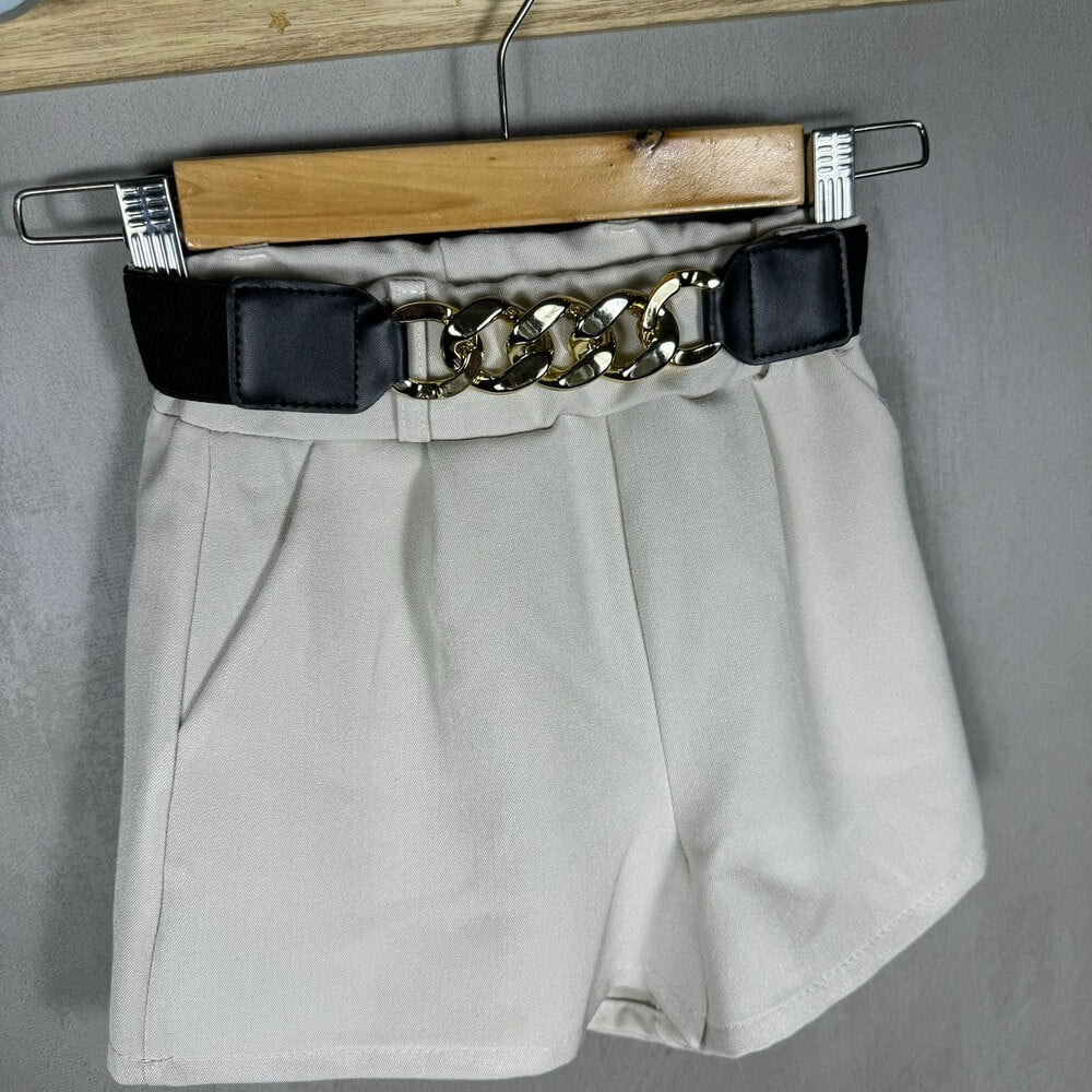 Mädchen-Flanellshorts mit Gürtel