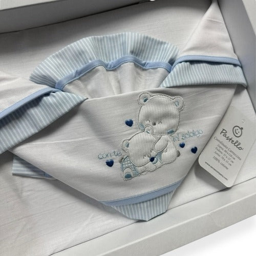 Pastellfarbenes Kinderbett/Kinderbett-Set aus 100 % Baumwolle