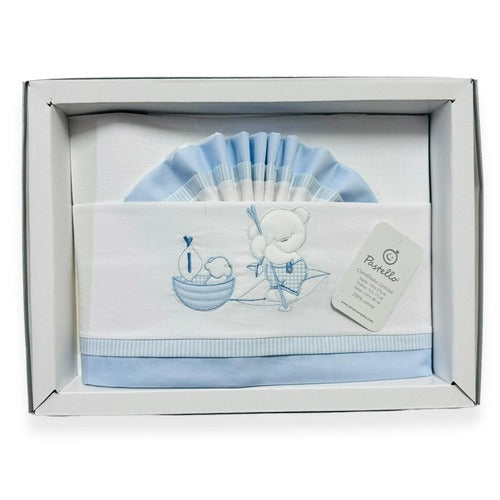 Pastellfarbenes Kinderwagen-Set aus 100 % Baumwolle