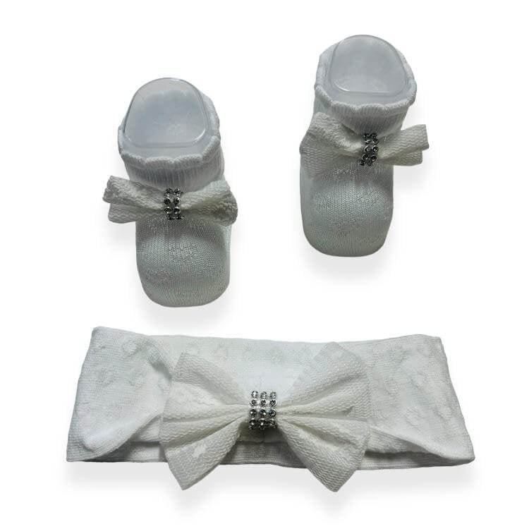 Babyschuhe + Stirnband-Set aus Baumwolle