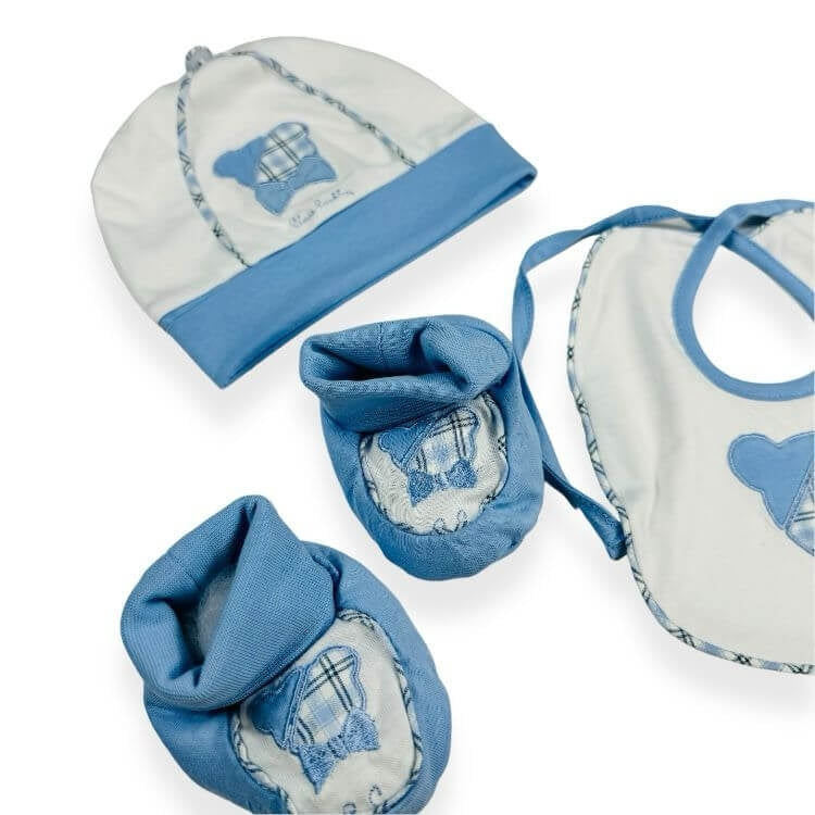 Baumwollmütze+Schuhe+Lätzchen-Set
