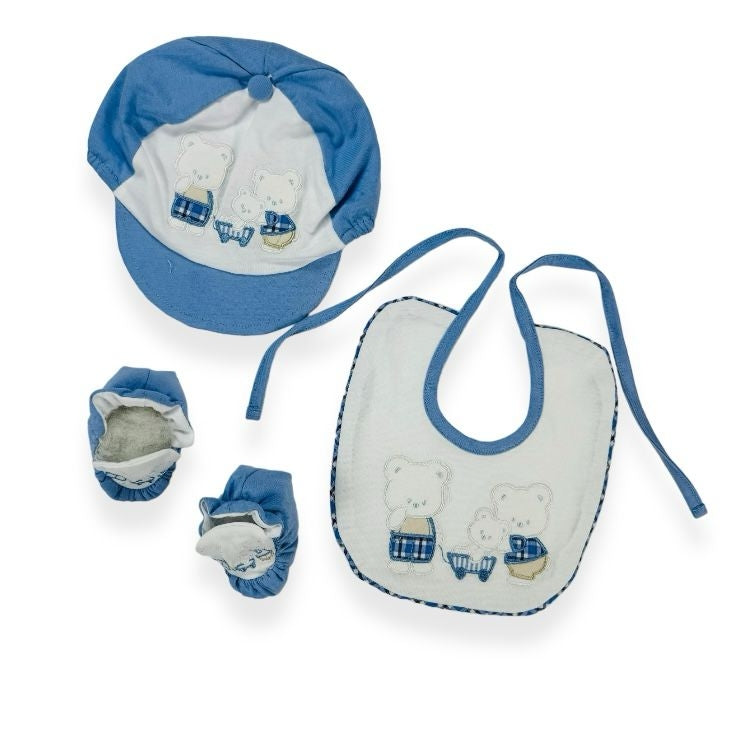 Baumwollmütze+Schuhe+Lätzchen-Set