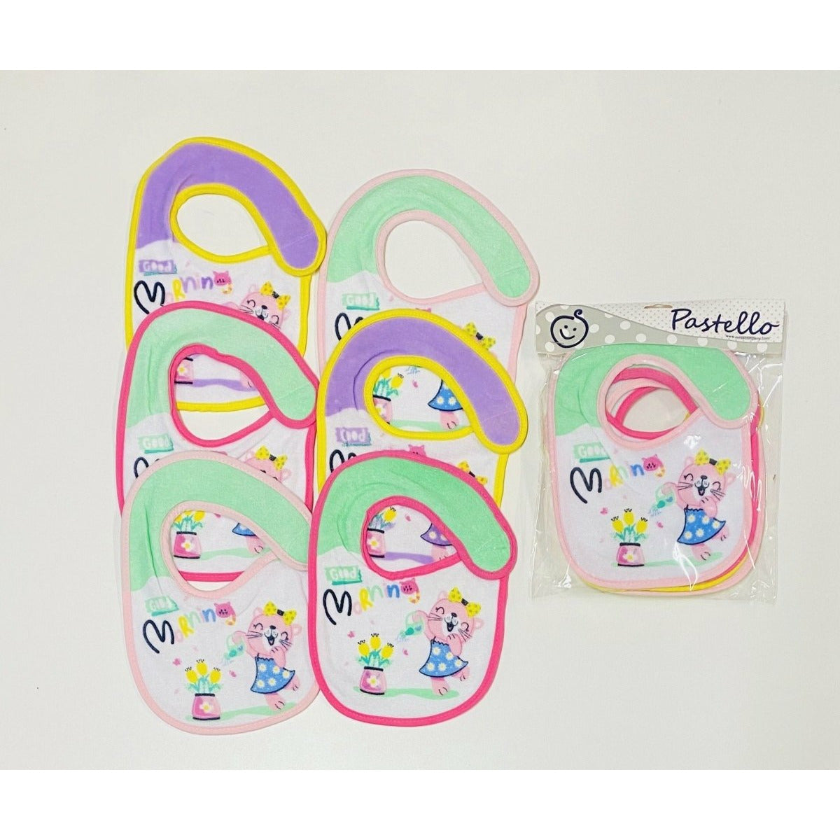 6 Bavette in spugna Pastello - Mstore016 - Bavette neonata - Pastello