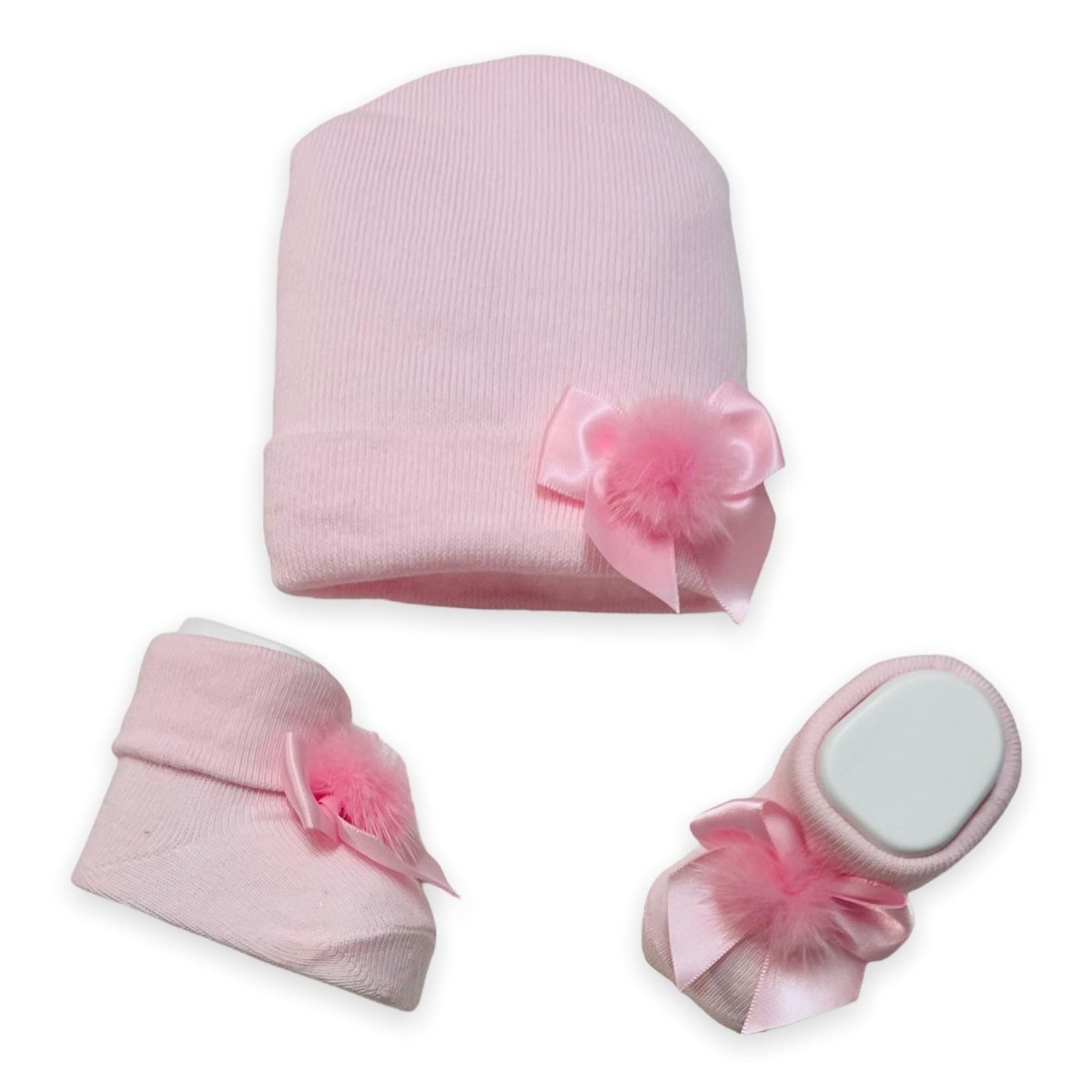 Mütze+Schuhe-Set aus warmer Baumwolle 0/6 Monate