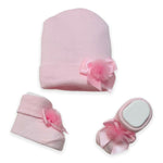 Mütze+Schuhe-Set aus warmer Baumwolle 0/6 Monate