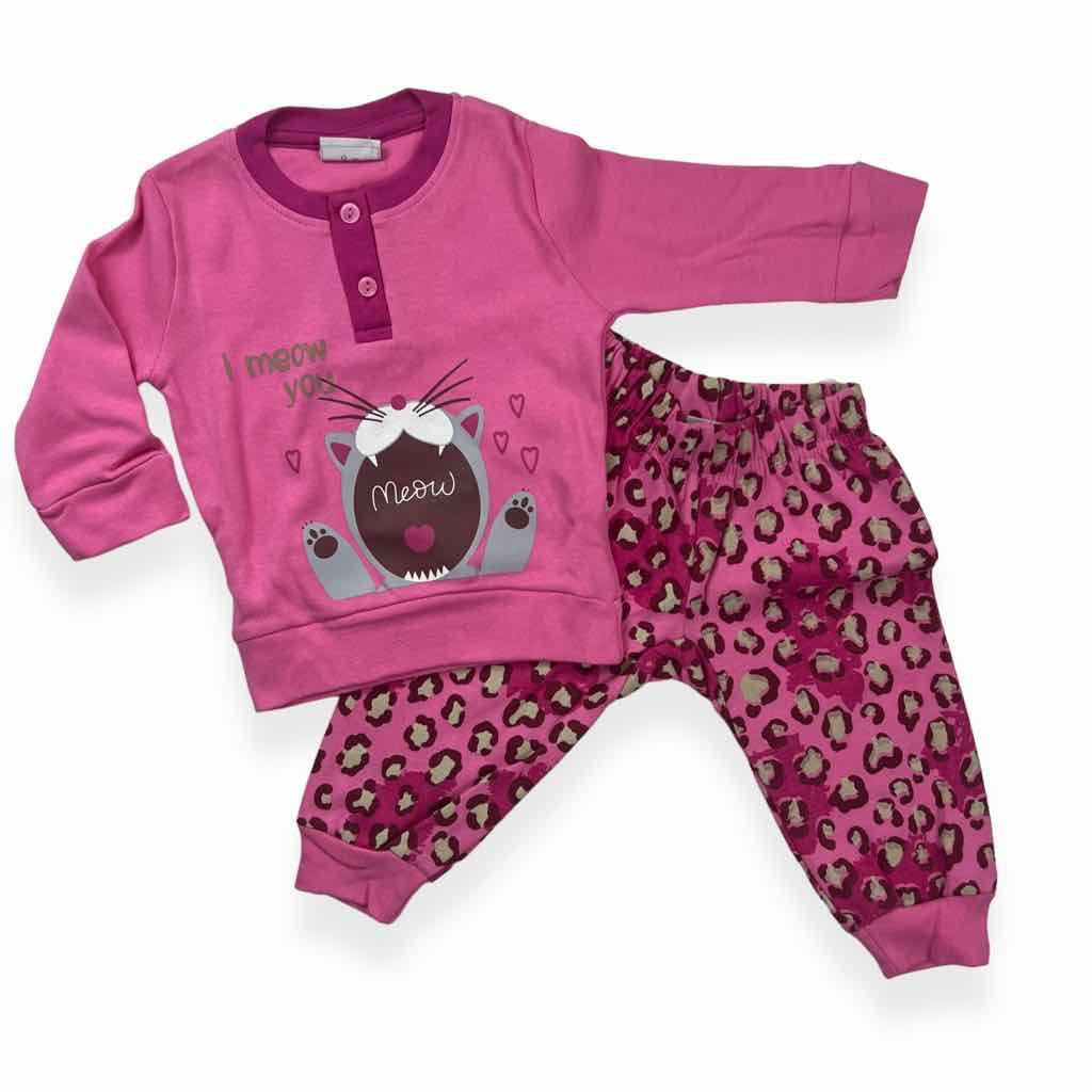 Warmer Pyjama aus Baumwolle in Pastelltönen