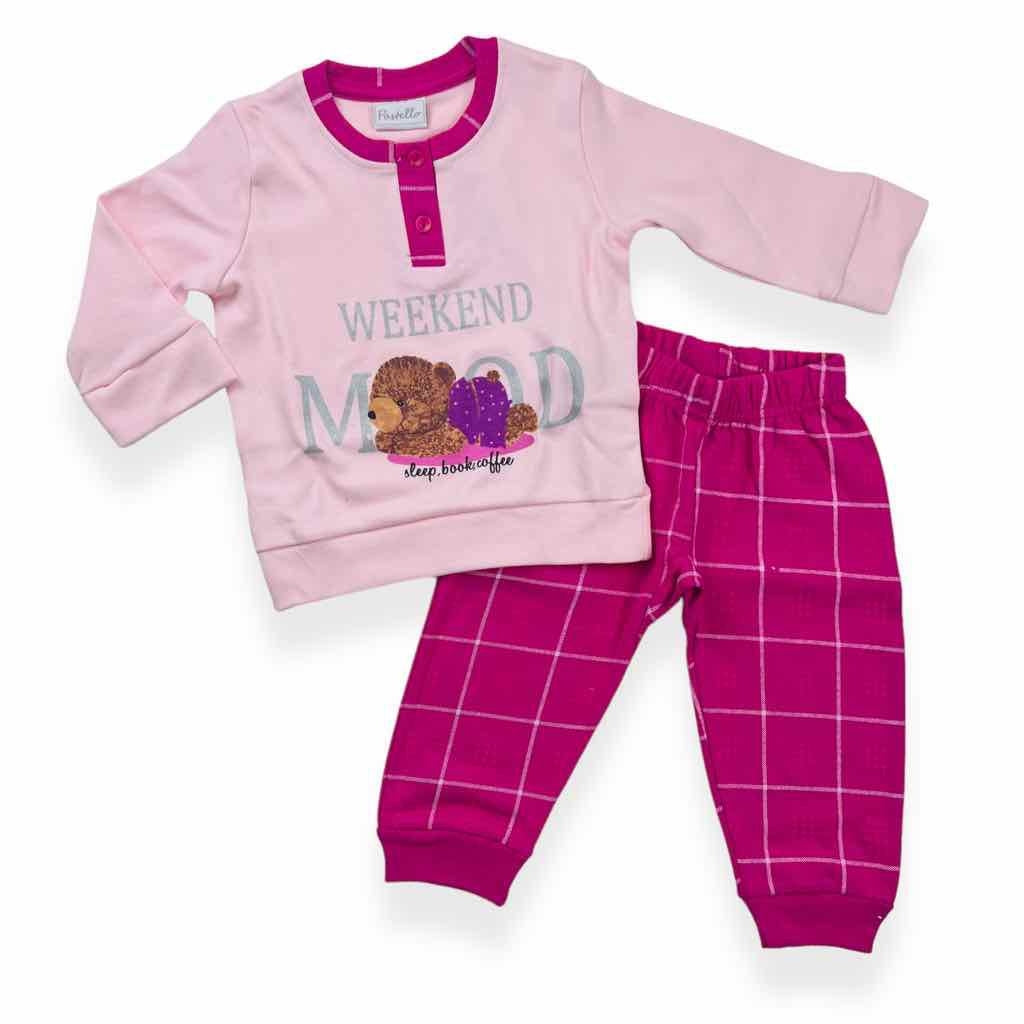 Warmer Pyjama aus Baumwolle in Pastelltönen