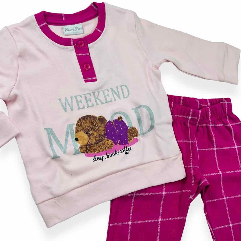Warmer Pyjama aus Baumwolle in Pastelltönen