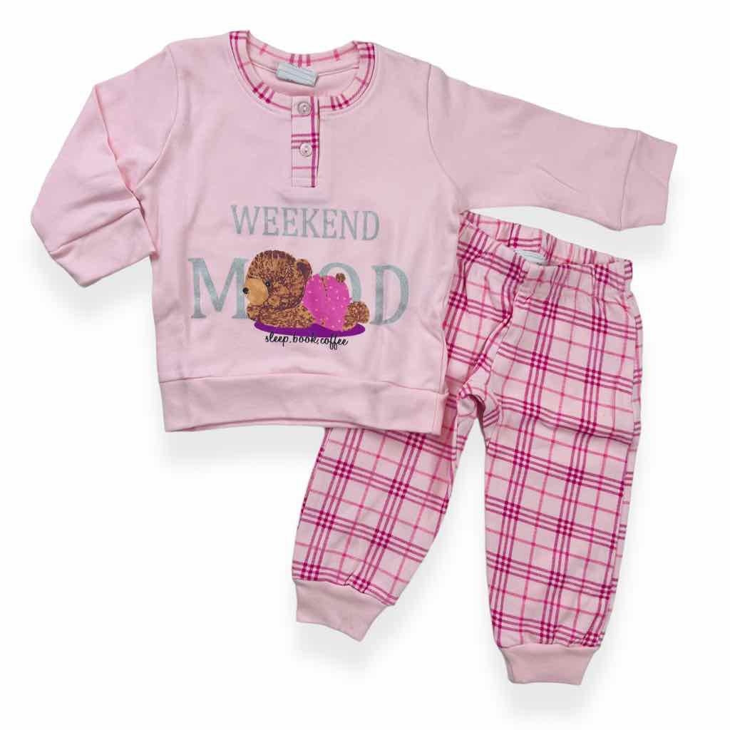 Warmer Pyjama aus Baumwolle in Pastelltönen