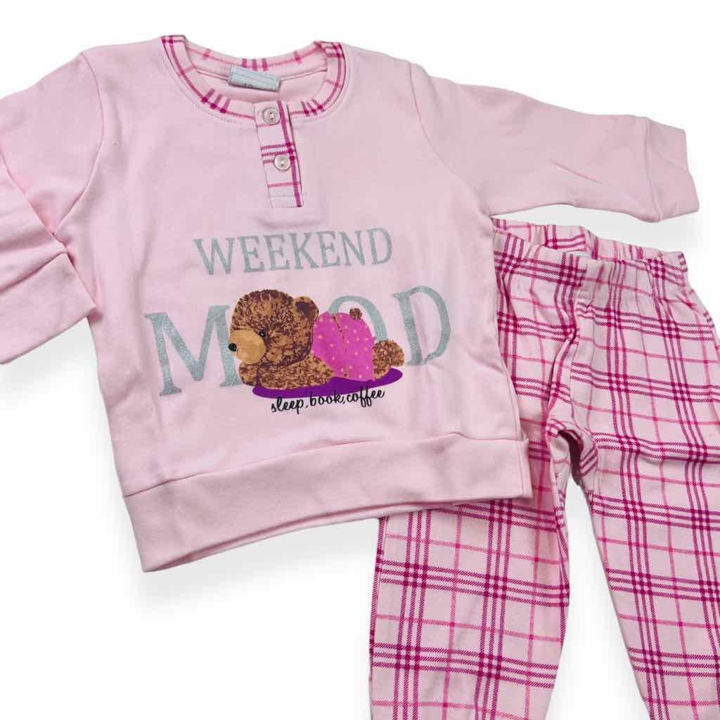 Warmer Pyjama aus Baumwolle in Pastelltönen
