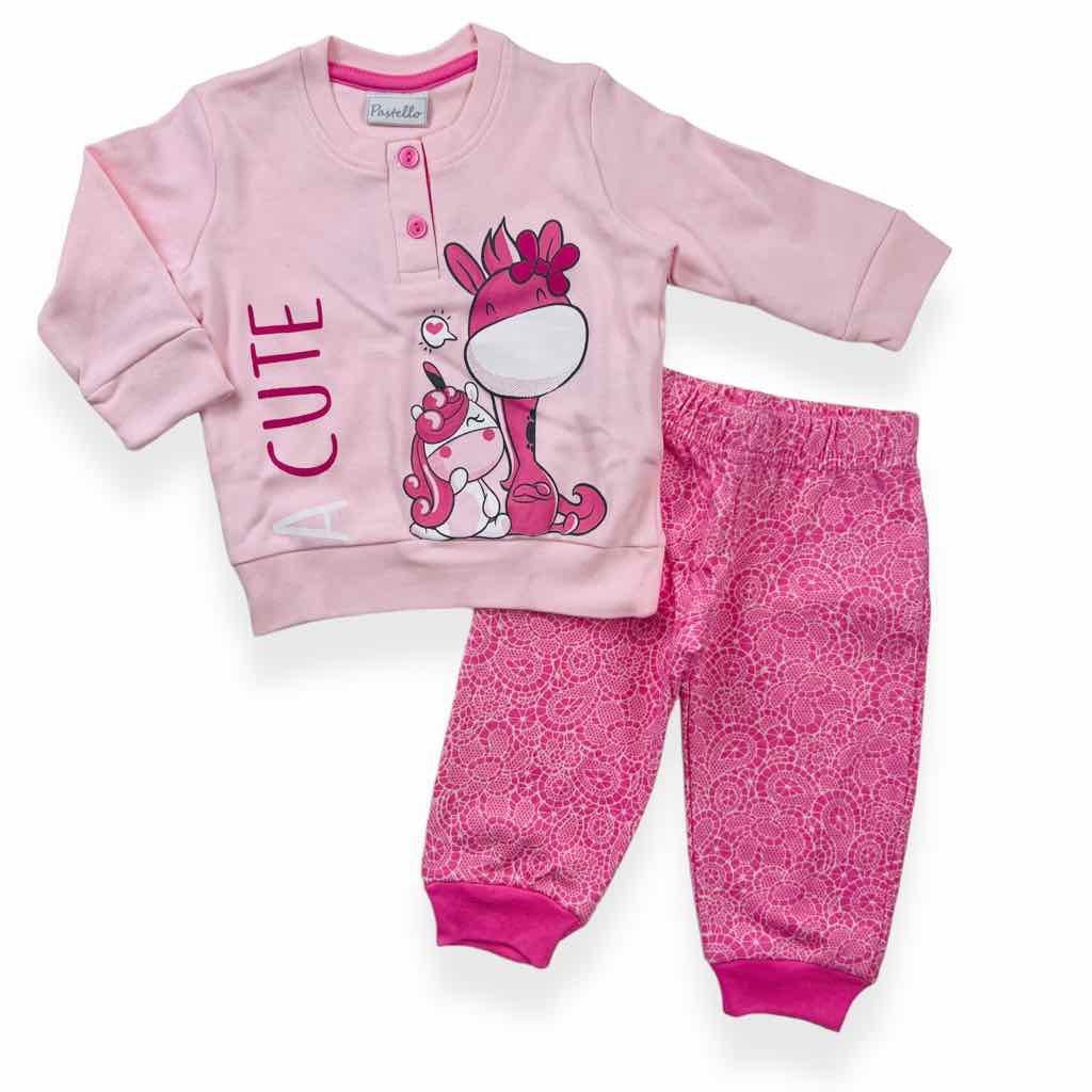 Warmer Pyjama aus Baumwolle in Pastelltönen