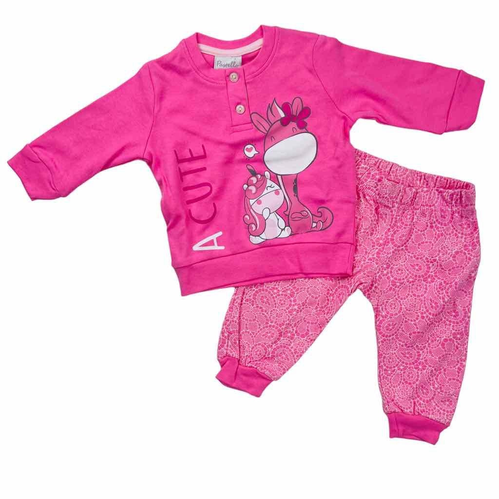 Warmer Pyjama aus Baumwolle in Pastelltönen