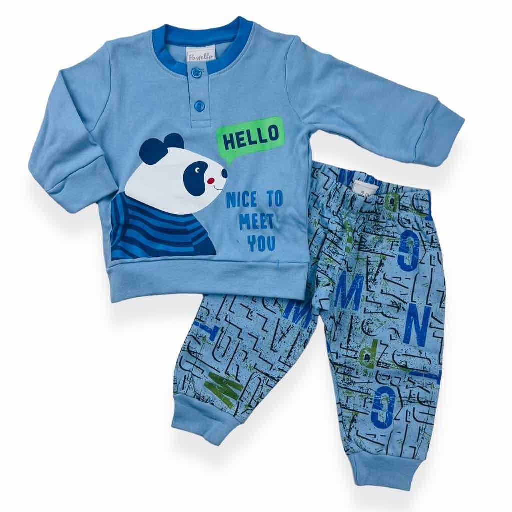 Warmer Pyjama aus Baumwolle in Pastelltönen