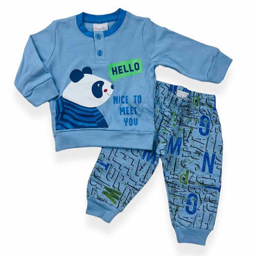 Warmer Pyjama aus Baumwolle in Pastelltönen