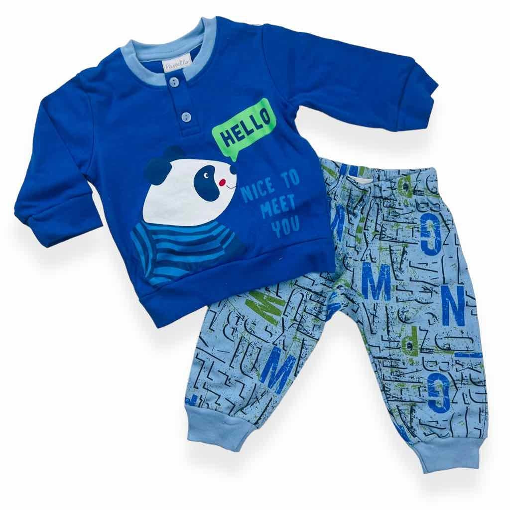 Warmer Pyjama aus Baumwolle in Pastelltönen