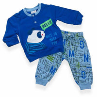 Warmer Pyjama aus Baumwolle in Pastelltönen