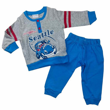 Warmer Pyjama aus Baumwolle in Pastelltönen