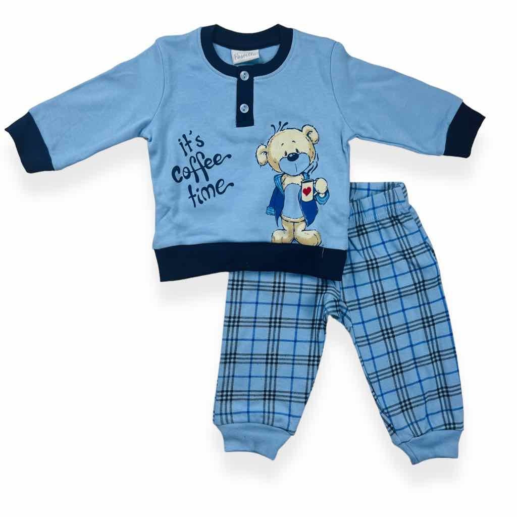 Warmer Pyjama aus Baumwolle in Pastelltönen