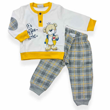 Warmer Pyjama aus Baumwolle in Pastelltönen