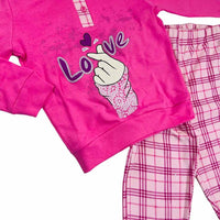 Warmer Pyjama aus Baumwolle in Pastelltönen