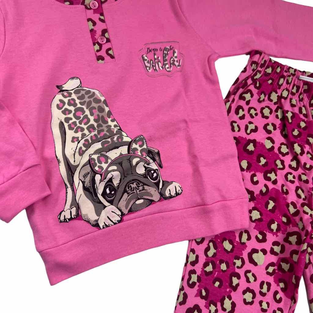 Warmer Pyjama aus Baumwolle in Pastelltönen