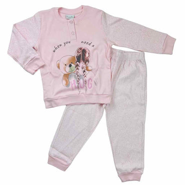 Warmer Pyjama aus Baumwolle in Pastelltönen