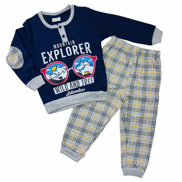 Warmer Pyjama aus Baumwolle in Pastelltönen