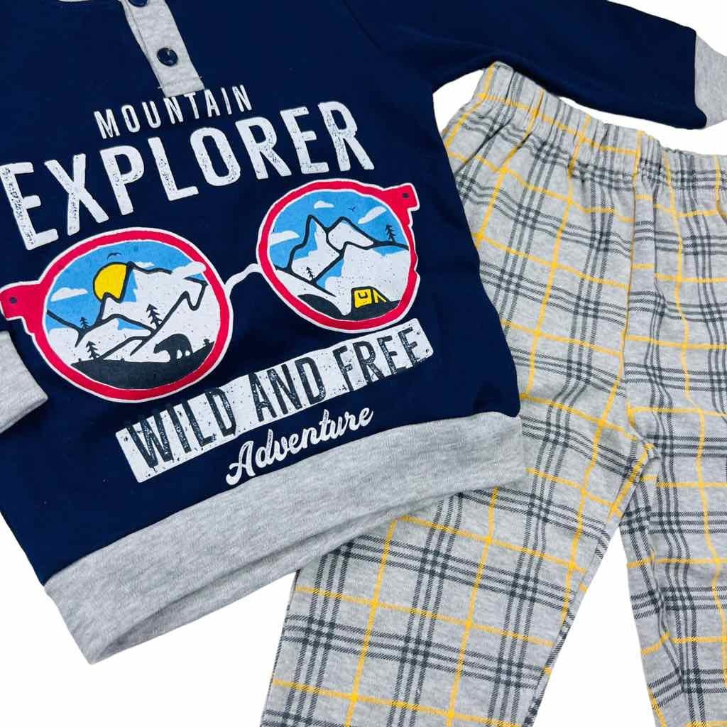 Warmer Pyjama aus Baumwolle in Pastelltönen