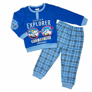 Warmer Pyjama aus Baumwolle in Pastelltönen
