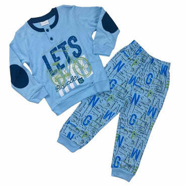 Warmer Pyjama aus Baumwolle in Pastelltönen