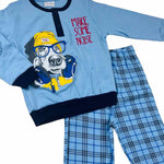 Warmer Pyjama aus Baumwolle in Pastelltönen