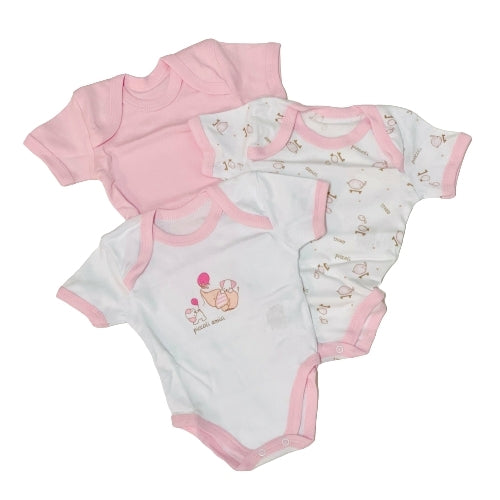 3 Bodys aus 100 % pastellfarbener Baumwolle