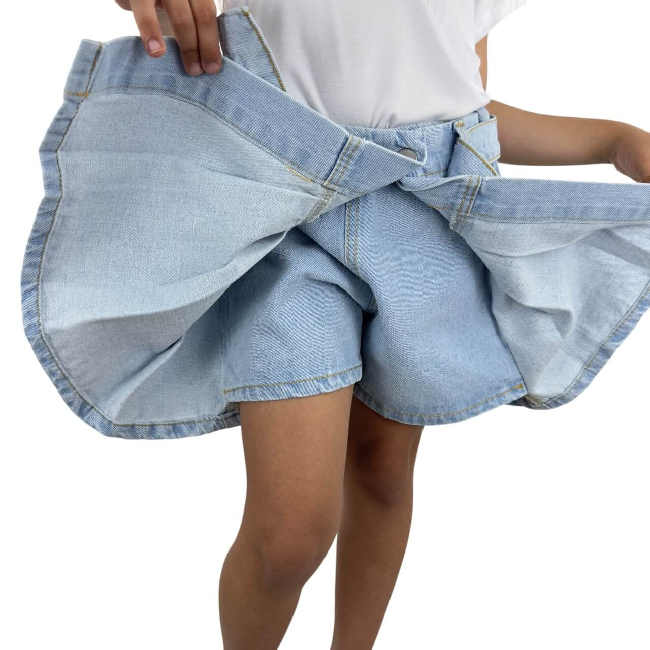 Jeansshorts mit Faltenrockeffekt für Mädchen