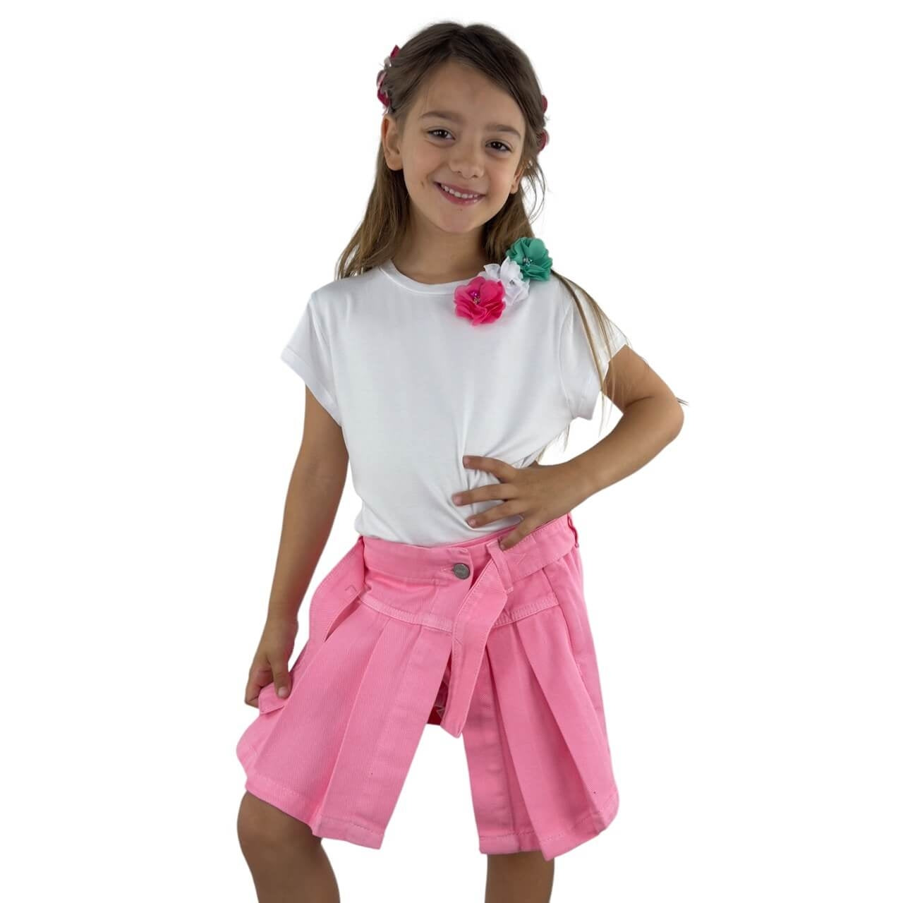 Jeansshorts mit Faltenrockeffekt für Mädchen