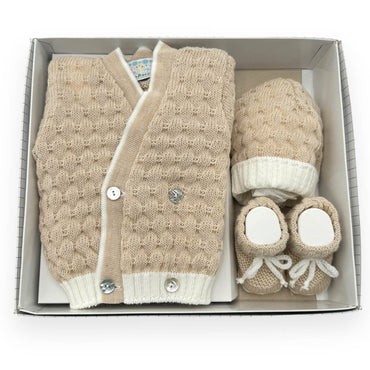 Set aus Pullover, Schuhen und Mütze aus Wollmischung für 0/6 Monate