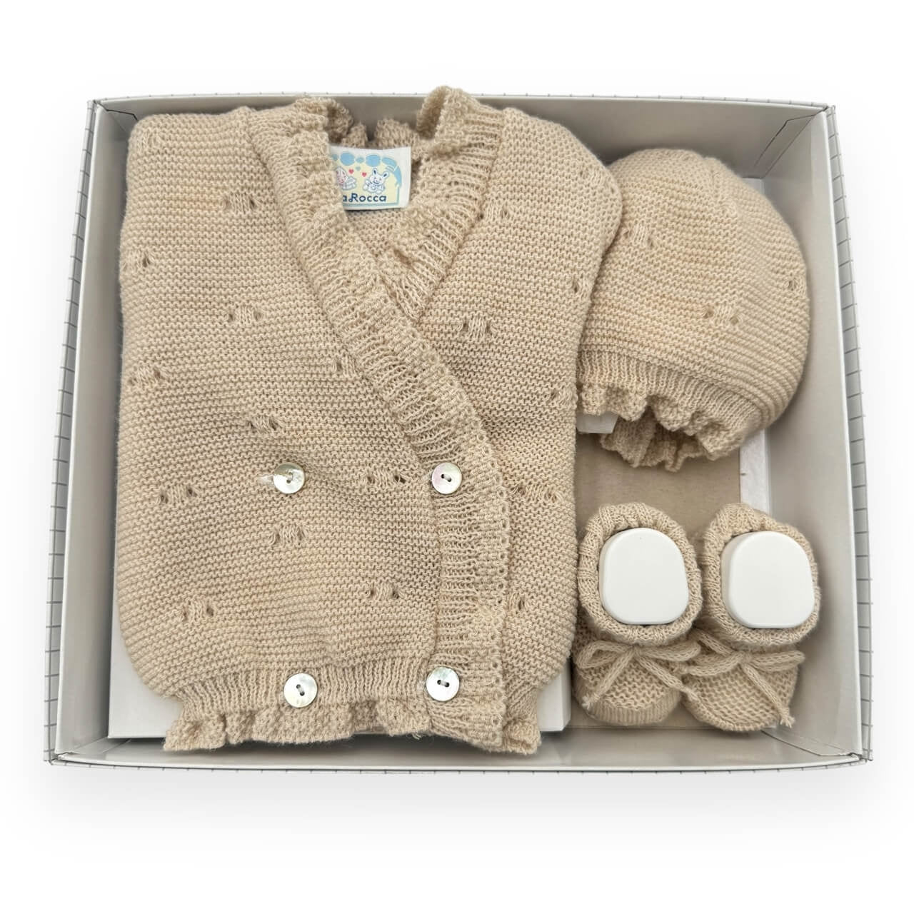 Set aus Pullover, Schuhen und Mütze aus Wollmischung für 0/6 Monate