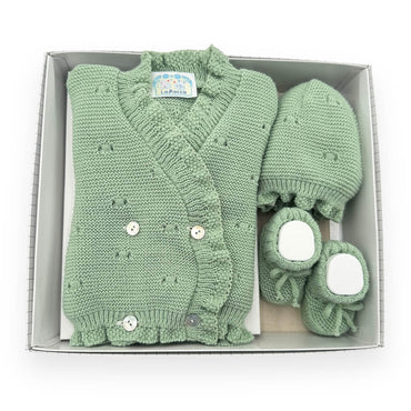 Set aus Pullover, Schuhen und Mütze aus Wollmischung für 0/6 Monate