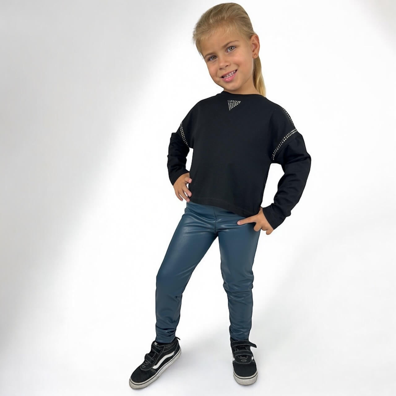 Baby-Mädchen-Set mit Leggings aus Öko-Leder