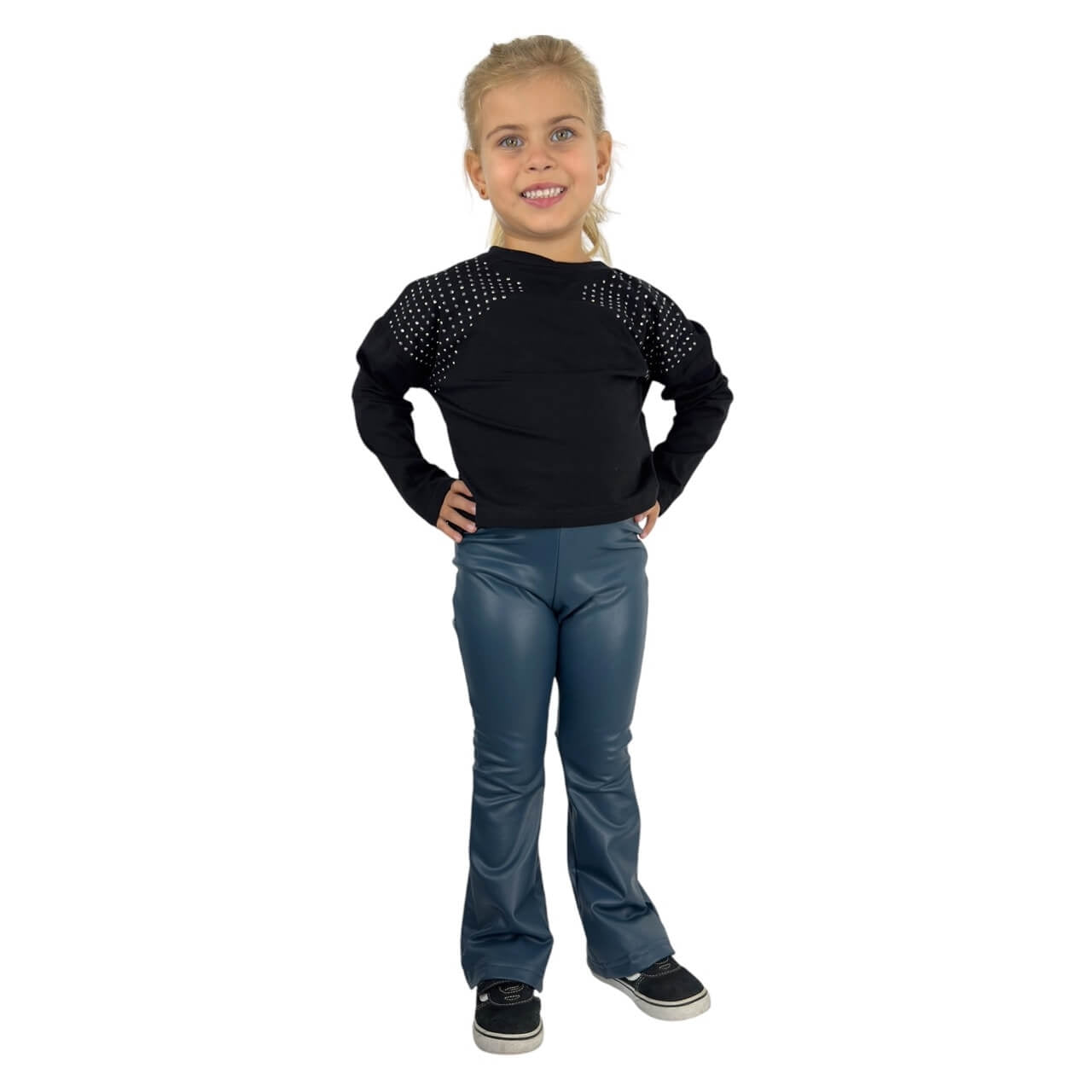 Baby-Mädchen-Set mit Leggings aus Öko-Leder