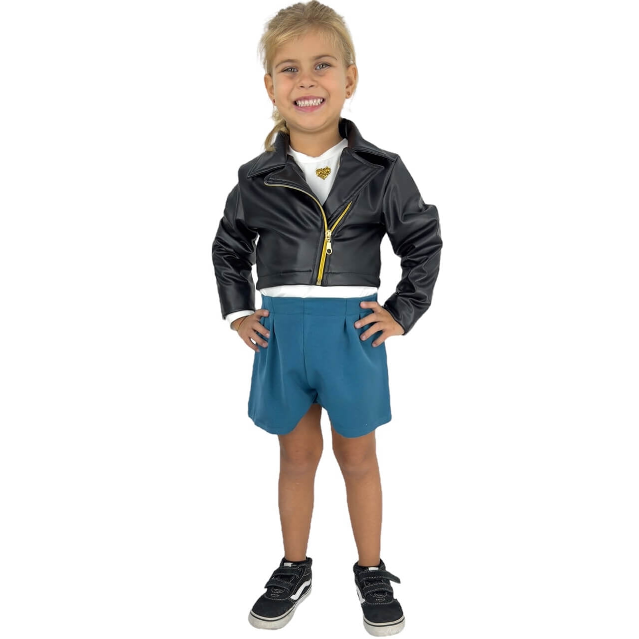 Komplette 3-teilige Öko-Lederjacke für Mädchen