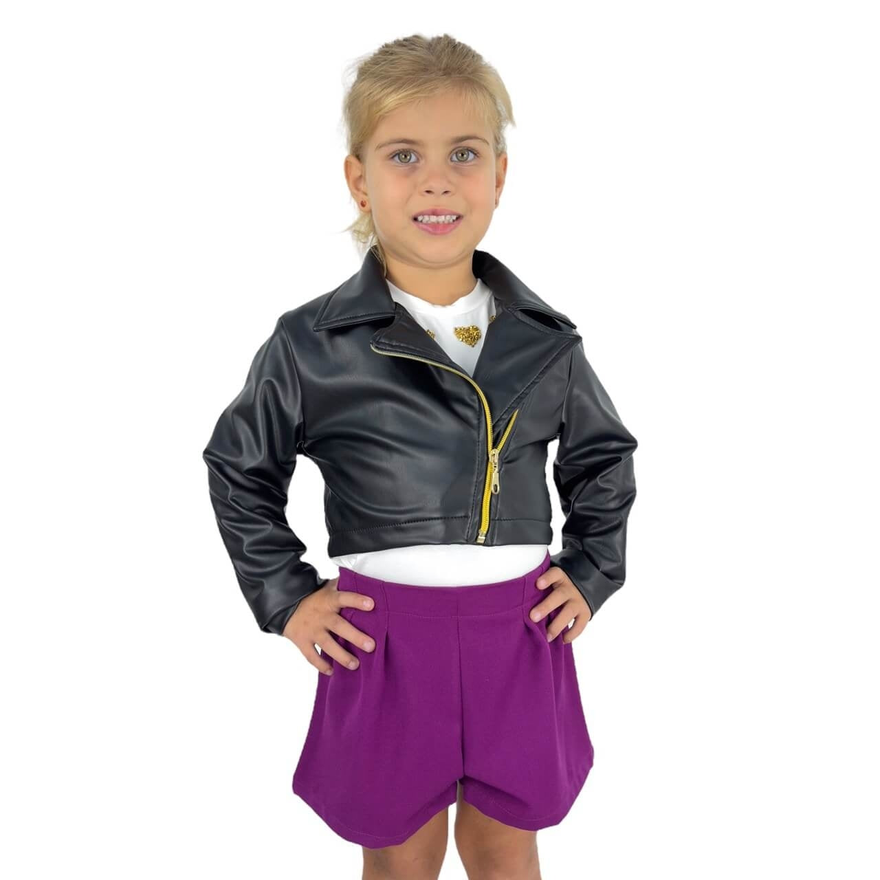 Komplette 3-teilige Öko-Lederjacke für Mädchen
