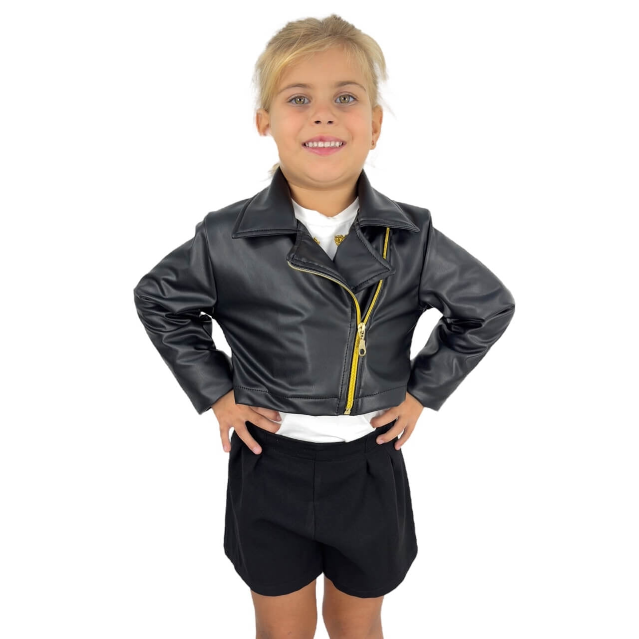 Komplette 3-teilige Öko-Lederjacke für Mädchen