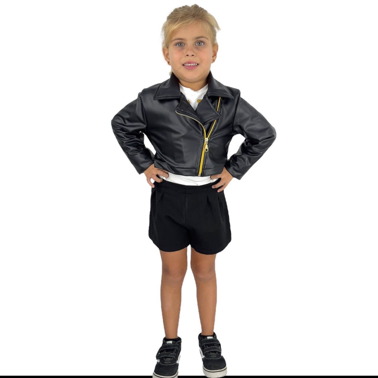 Komplette 3-teilige Öko-Lederjacke für Mädchen