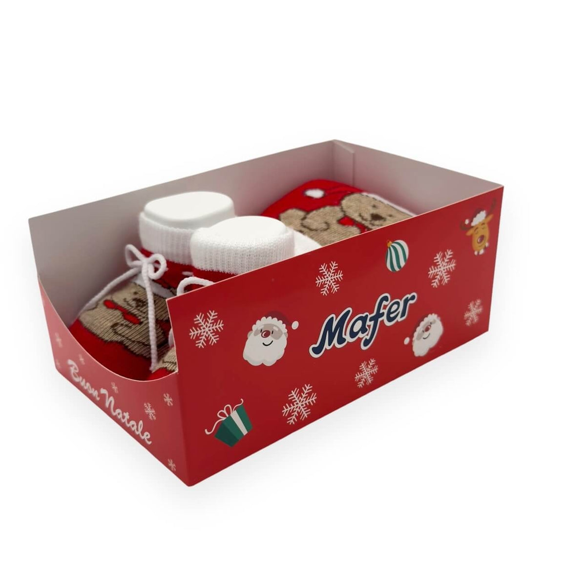 Warmes Baumwollmütze+Schuhe-Set 0/6 Monate Weihnachten